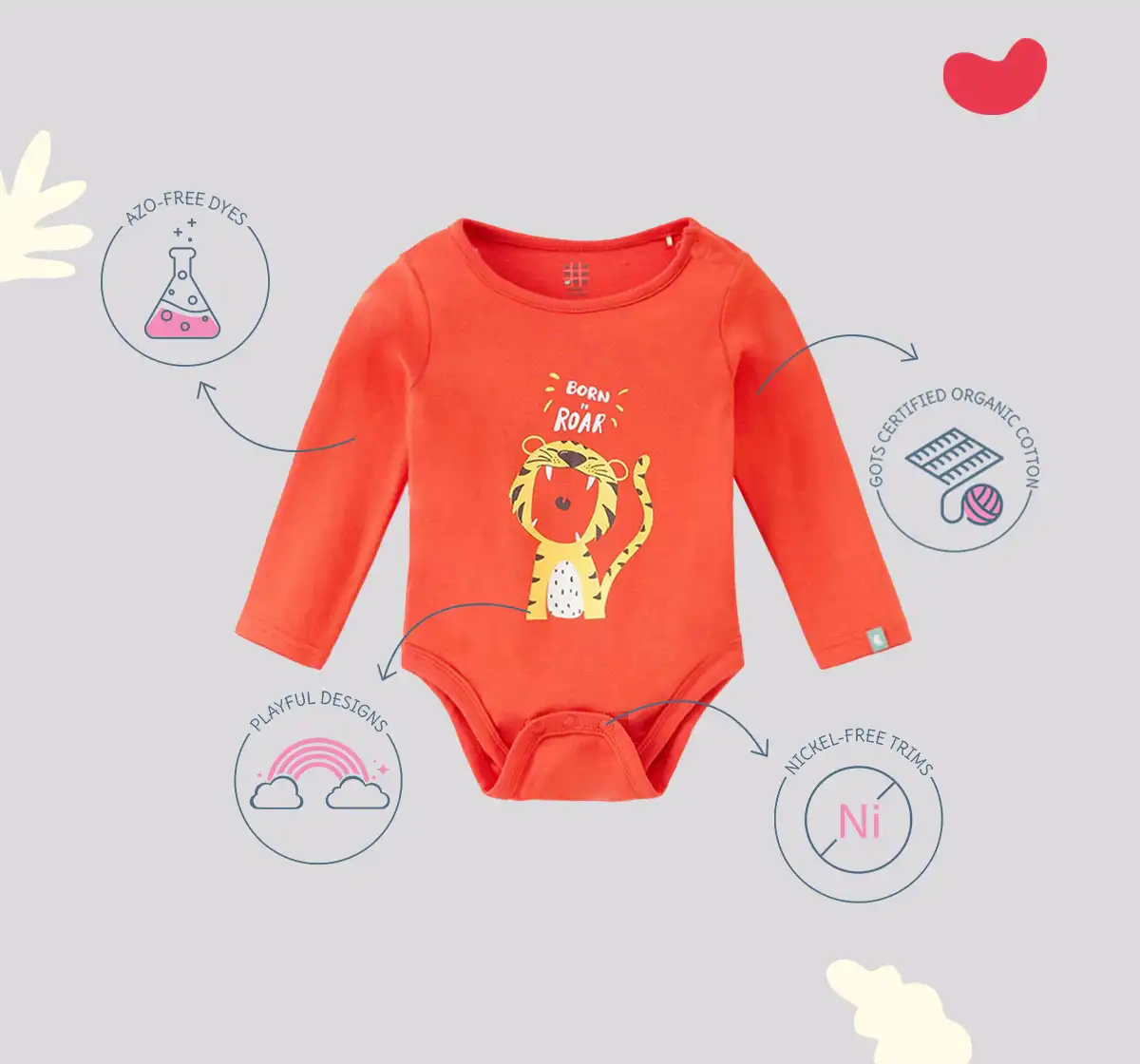 Infant Boys Printed 100% Cotton Bodysuit - Orange