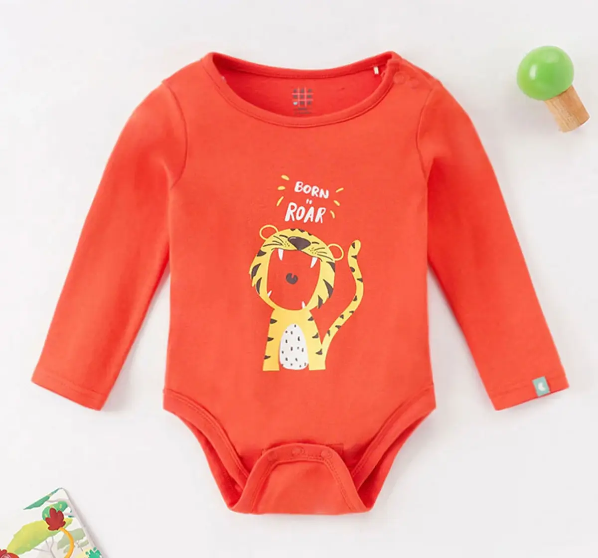 Infant Boys Printed 100% Cotton Bodysuit - Orange