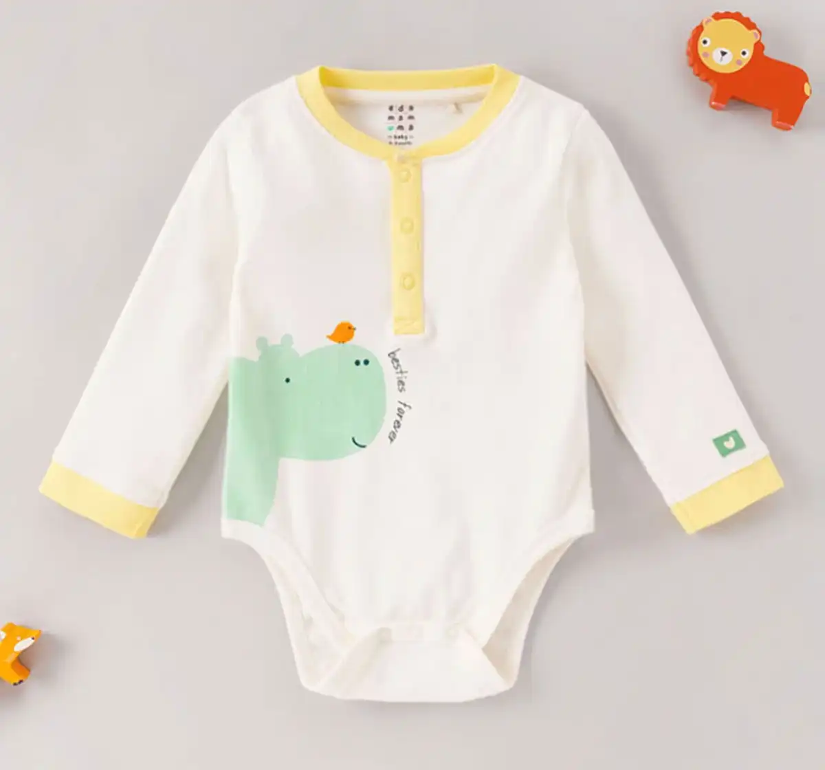 Infant Boys Printed 100% Cotton Bodysuit - White