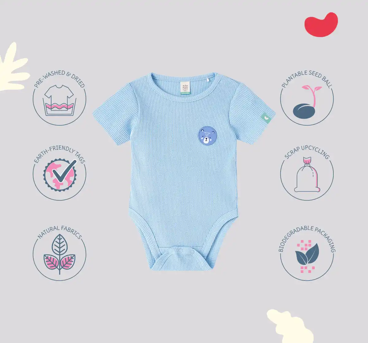 Infant Boys Printed 100% Cotton Bodysuit - Blue