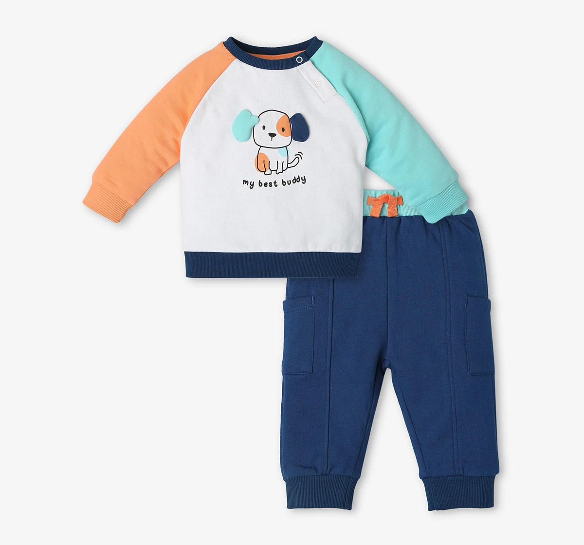 Infant Boys Printed 100% Cotton Clothing Set - Multicolour (Pack Of 2)