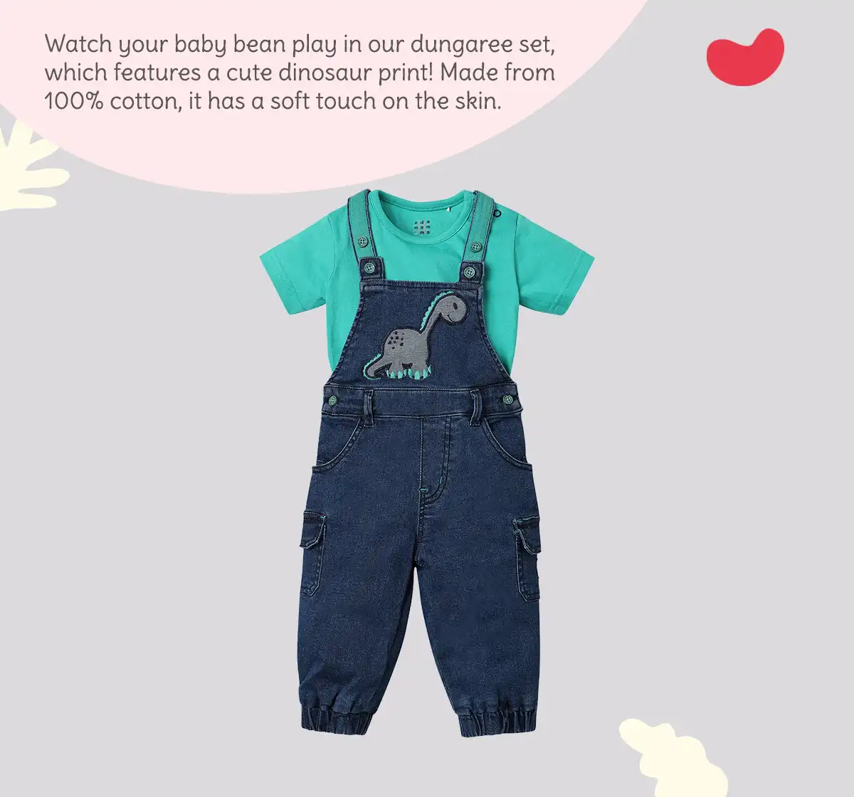 Half Sleeves T-Shirt With Denim Dungaree
