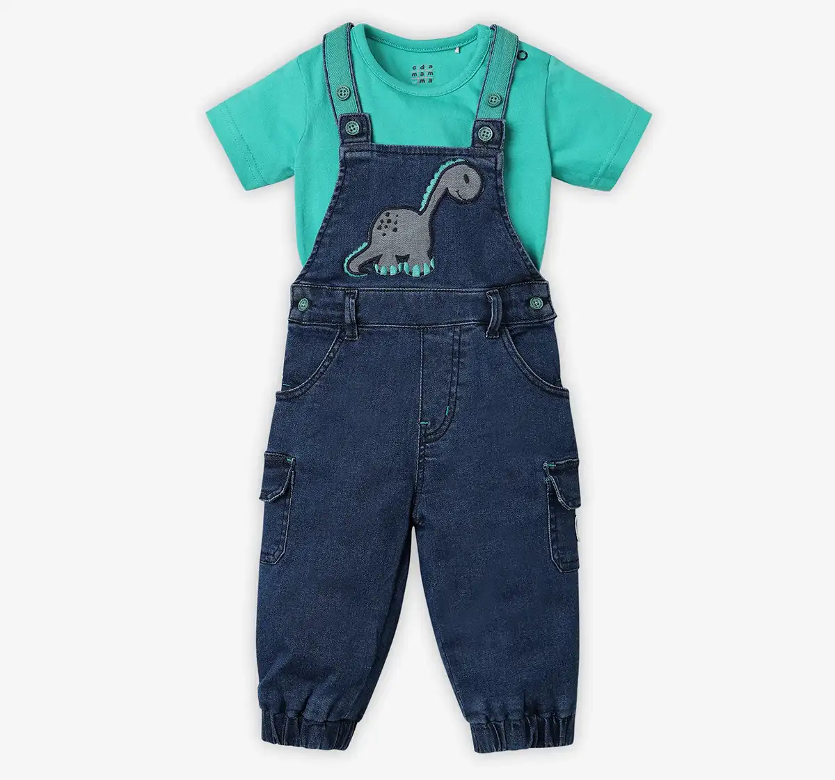 Half Sleeves T-Shirt With Denim Dungaree