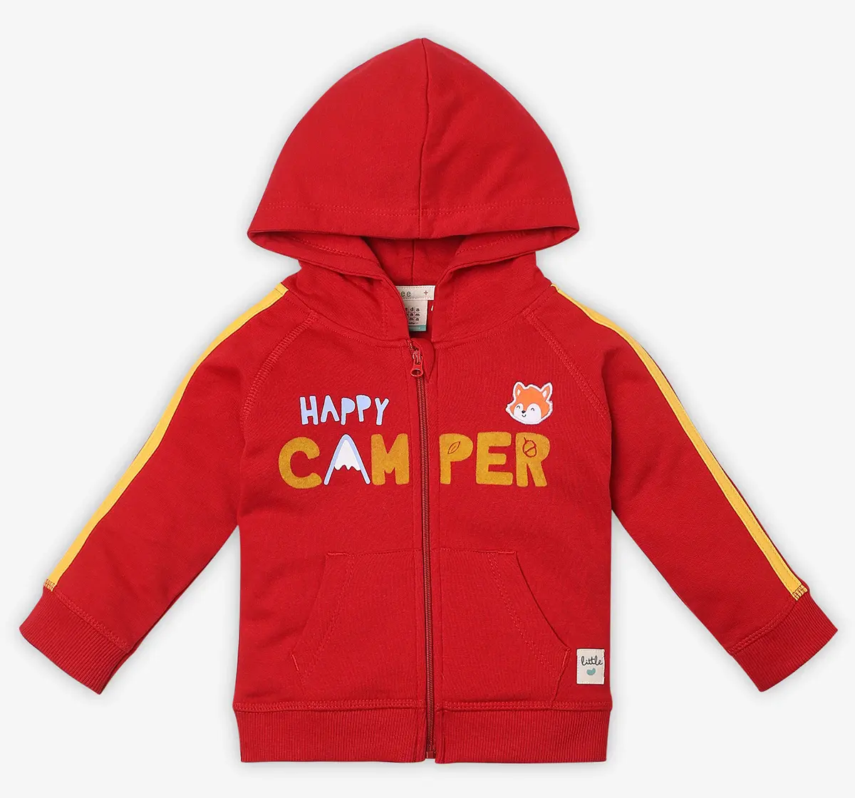 Infant Boys Printed 100% Cotton Hooded Jacket - Red