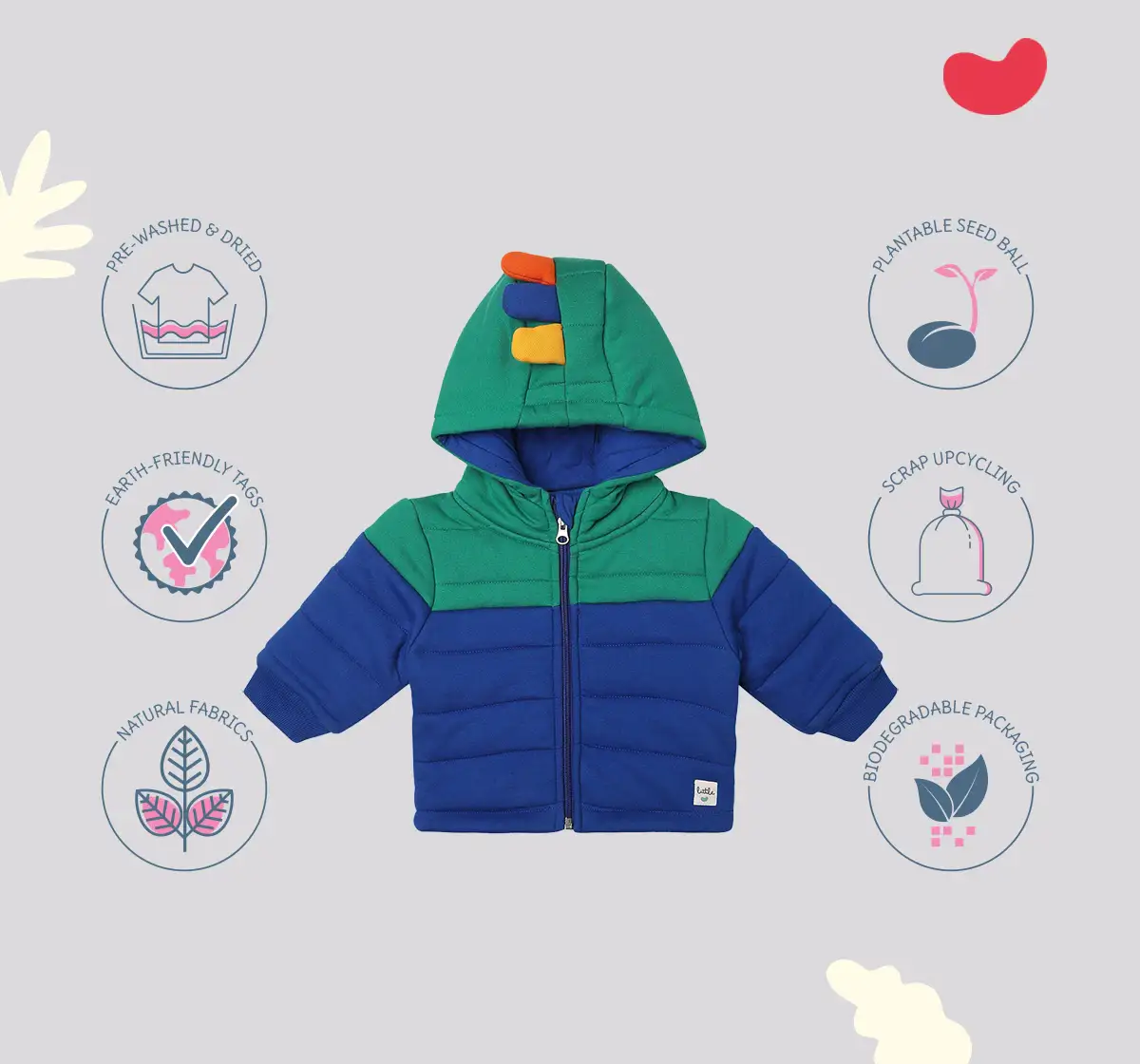 Infant Boys Colour Block Heavy Winter Hooded Jacket - Multicolour