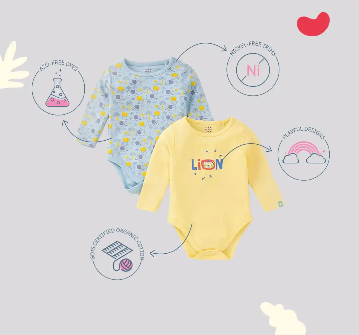 Infant Boys Printed 100% Cotton Bodysuit - Multicolour (Pack of 2)