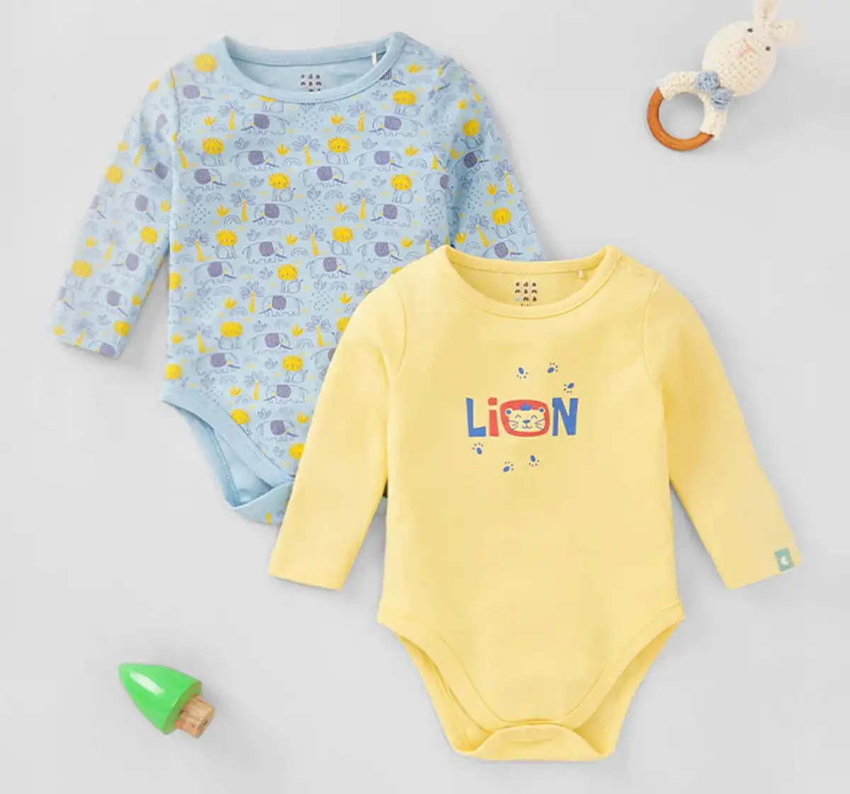 Infant Boys Printed 100% Cotton Bodysuit - Multicolour (Pack of 2)