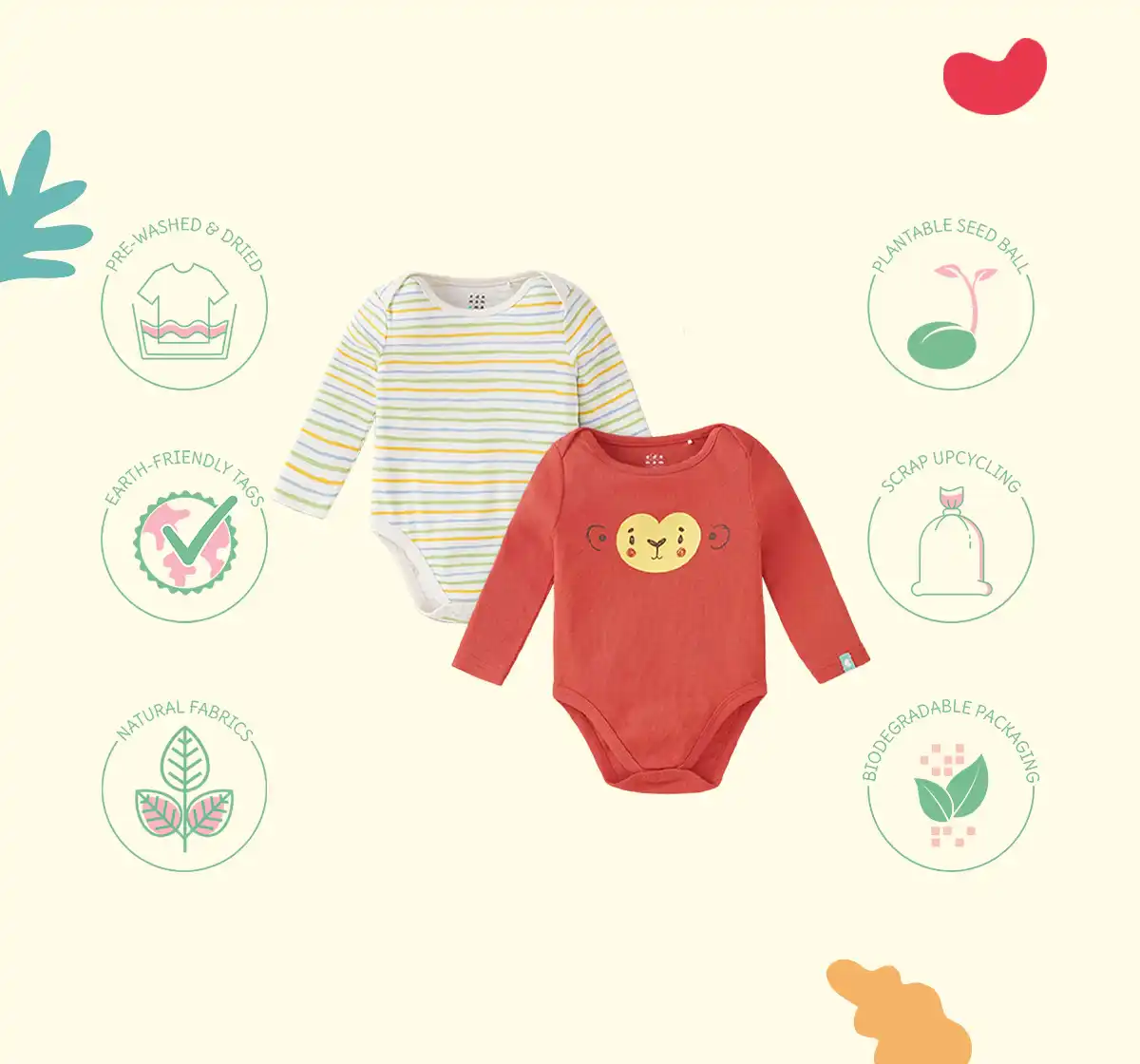 Infant Boys Short-Sleeved 100% Cotton Bodysuit - Multicolour (Pack of 2)