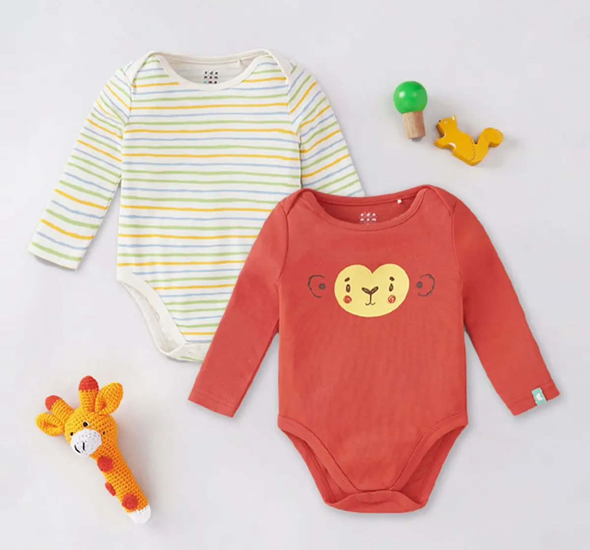 Infant Boys Short-Sleeved 100% Cotton Bodysuit - Multicolour (Pack of 2)