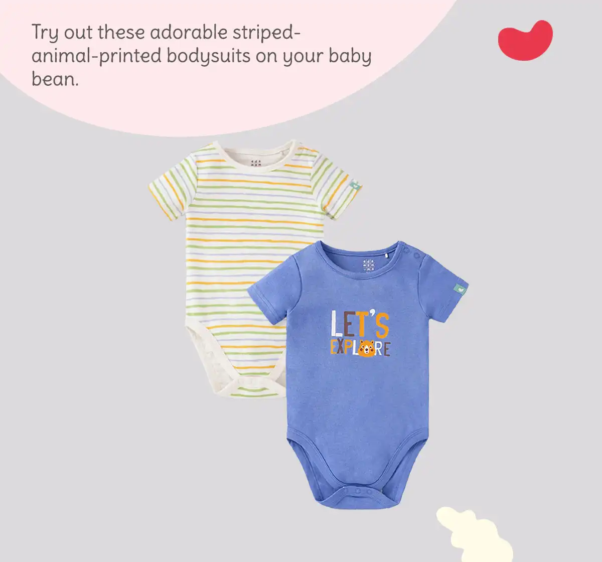 Infant Boys Short-Sleeved 100% Cotton Bodysuit - Multicolour (Pack of 2)