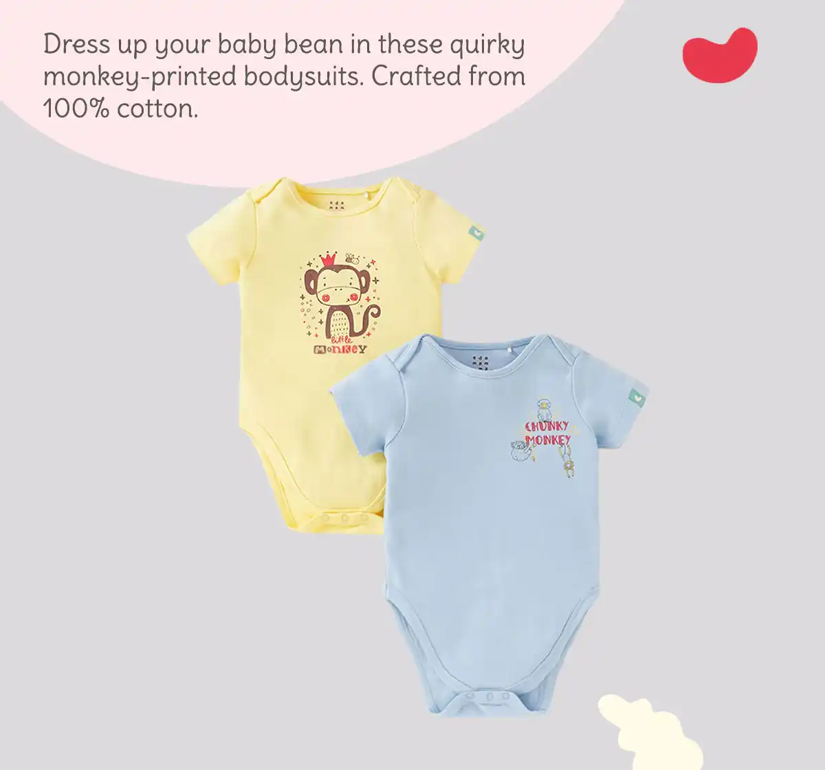 Infant Boys Printed 100% Cotton Bodysuit - Multicolour (Pack of 2)