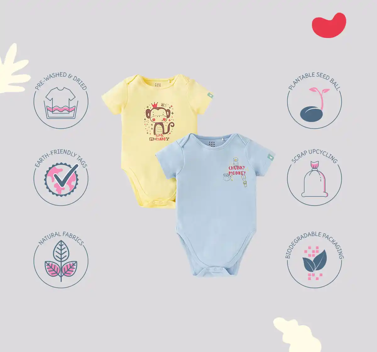 Infant Boys Printed 100% Cotton Bodysuit - Multicolour (Pack of 2)