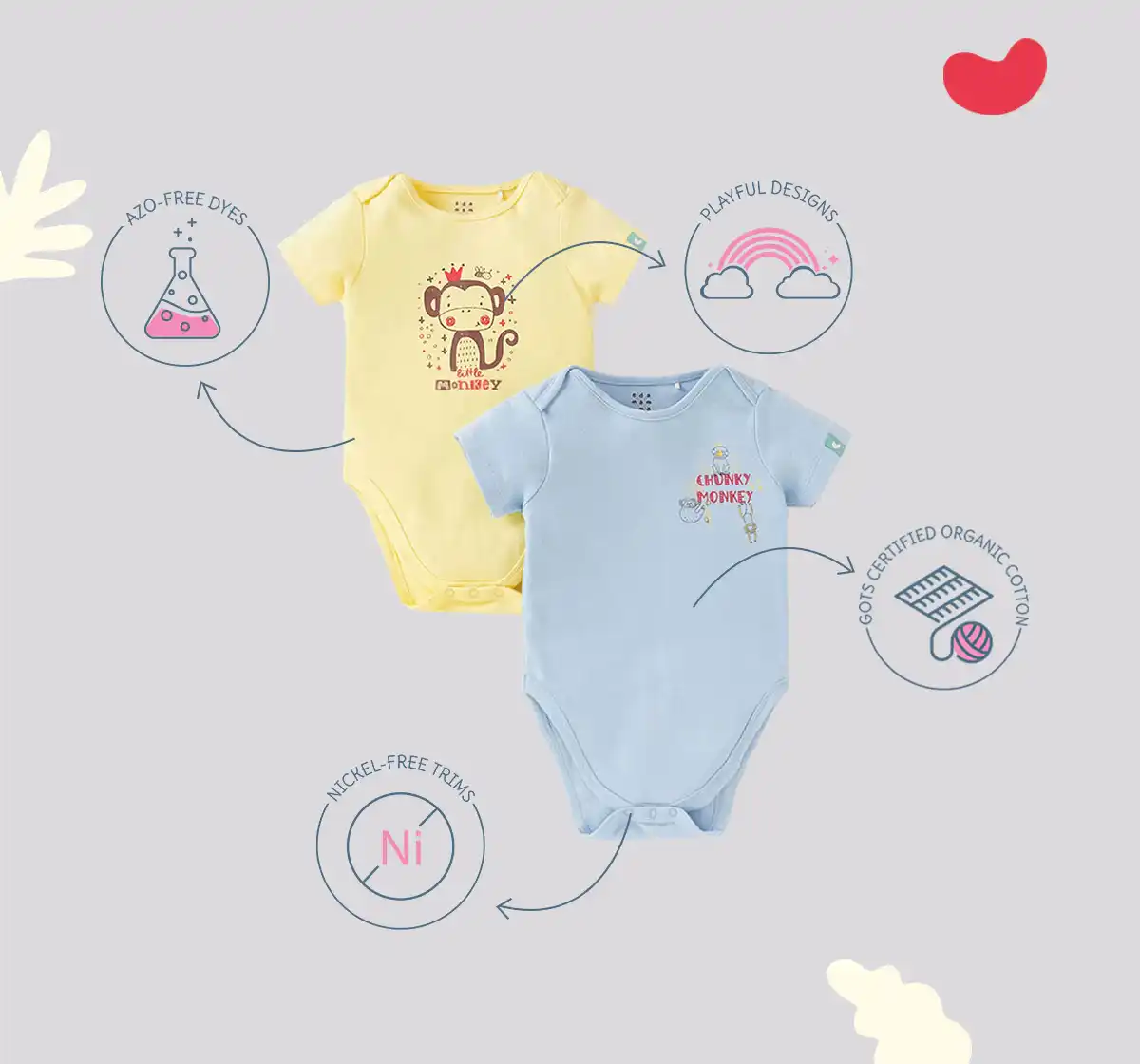 Infant Boys Printed 100% Cotton Bodysuit - Multicolour (Pack of 2)