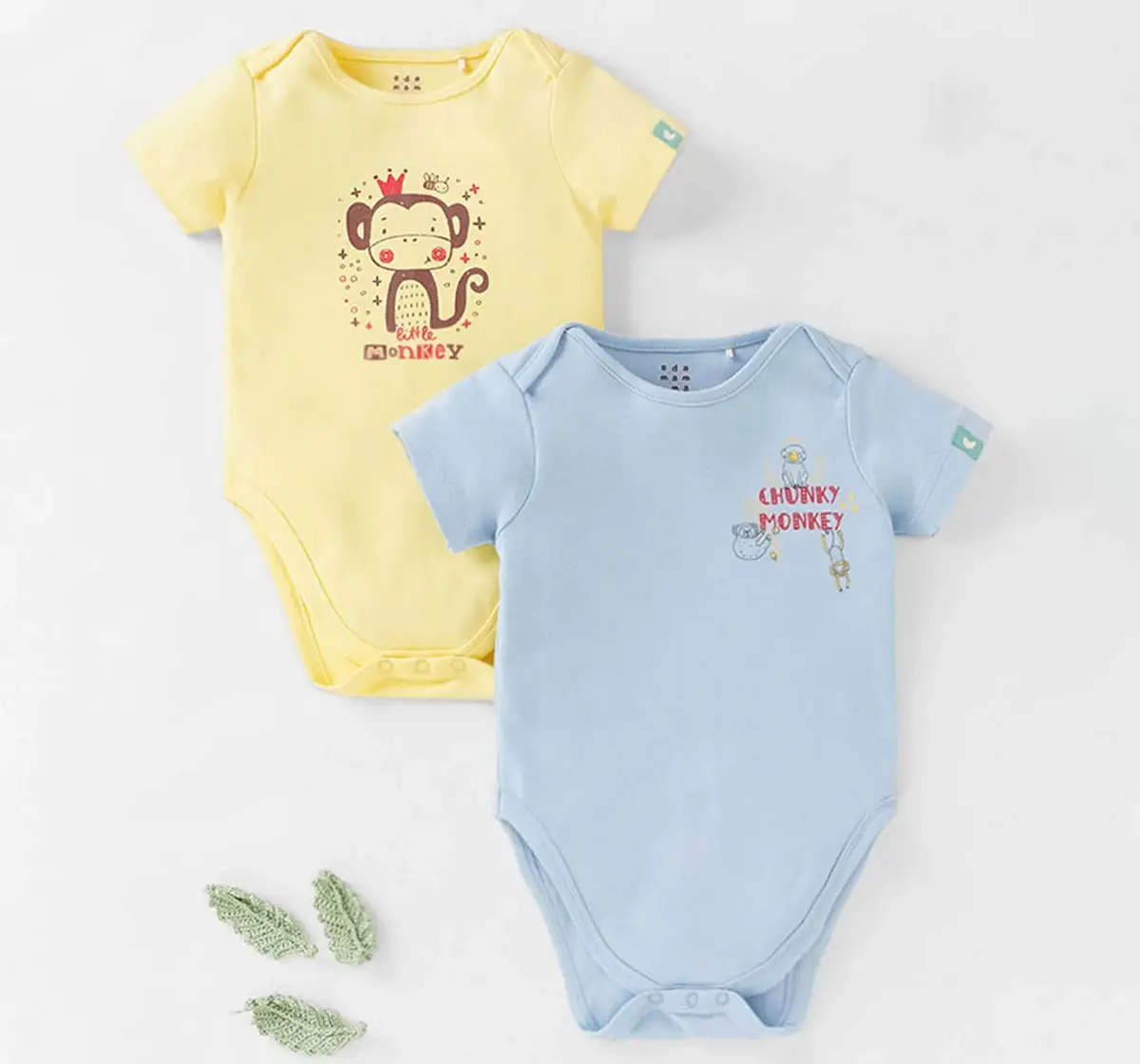 Infant Boys Printed 100% Cotton Bodysuit - Multicolour (Pack of 2)