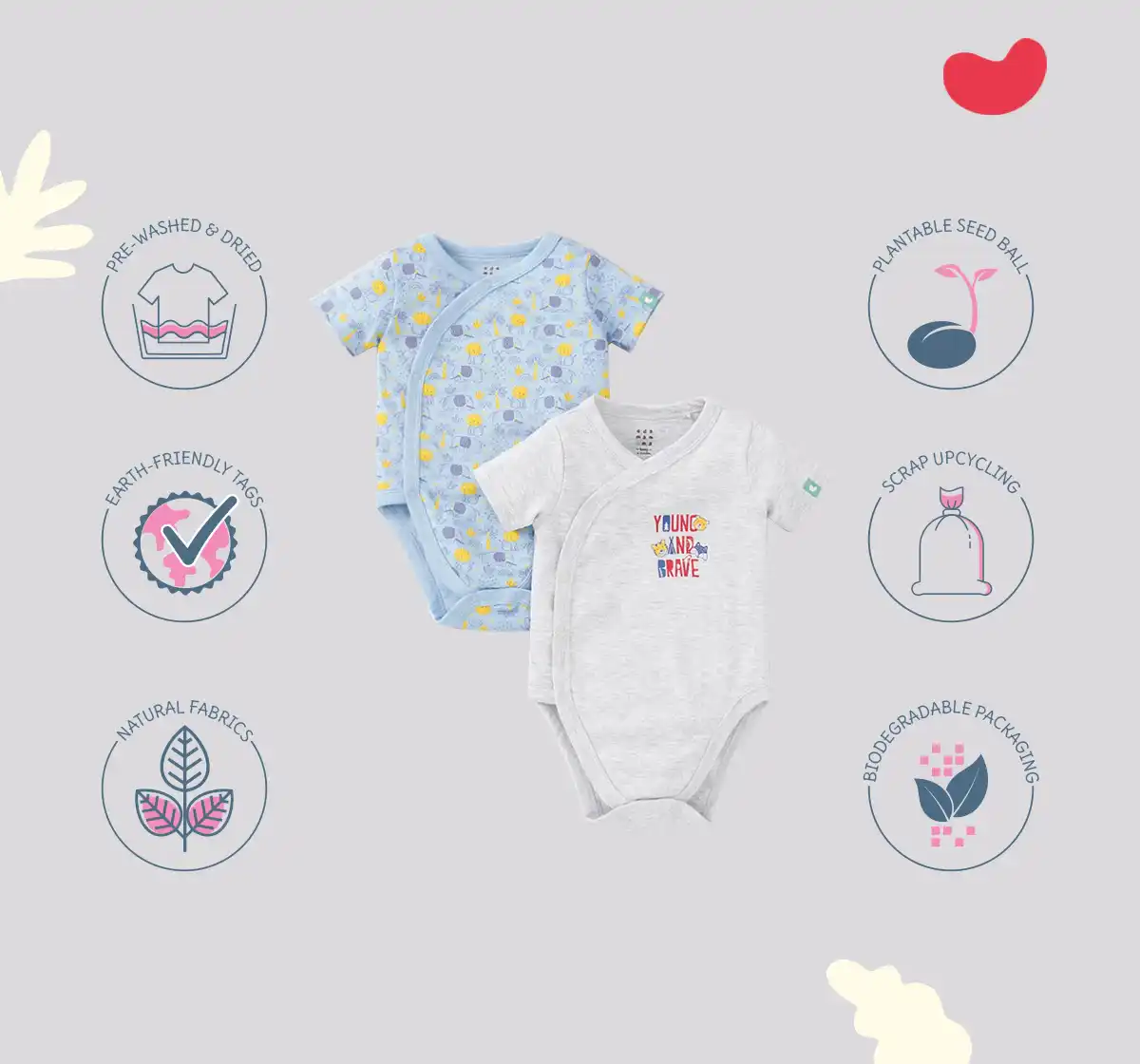 Infant Boys Printed 100% Cotton Bodysuit - Multicolour (Pack of 2)