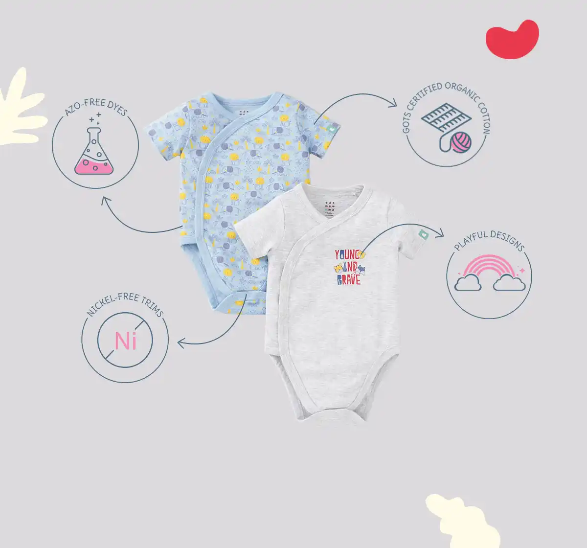 Infant Boys Printed 100% Cotton Bodysuit - Multicolour (Pack of 2)