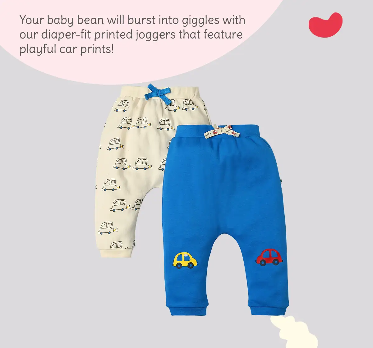 Infant Boys Printed 100% Cotton Joggers - Multicolour (Pack of 2)