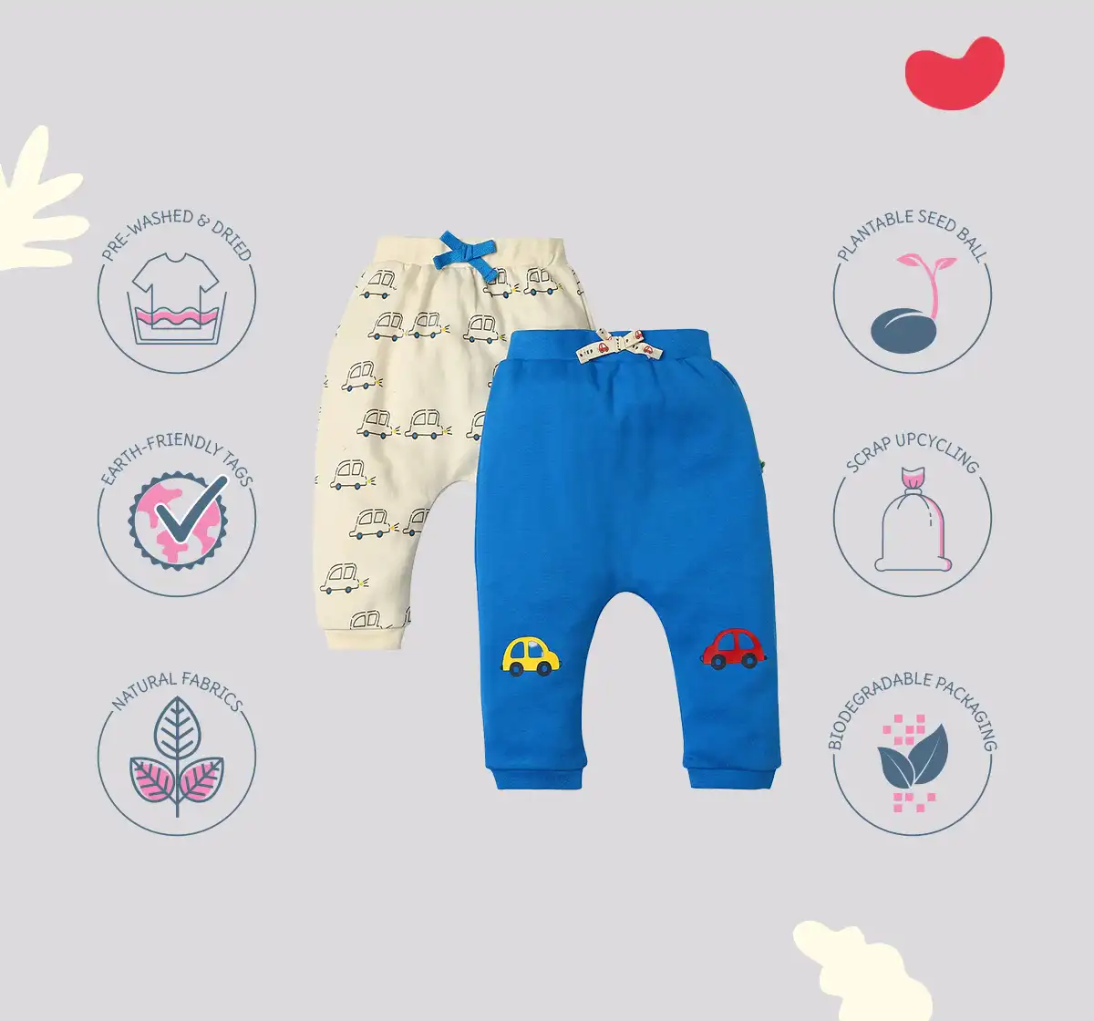 Infant Boys Printed 100% Cotton Joggers - Multicolour (Pack of 2)