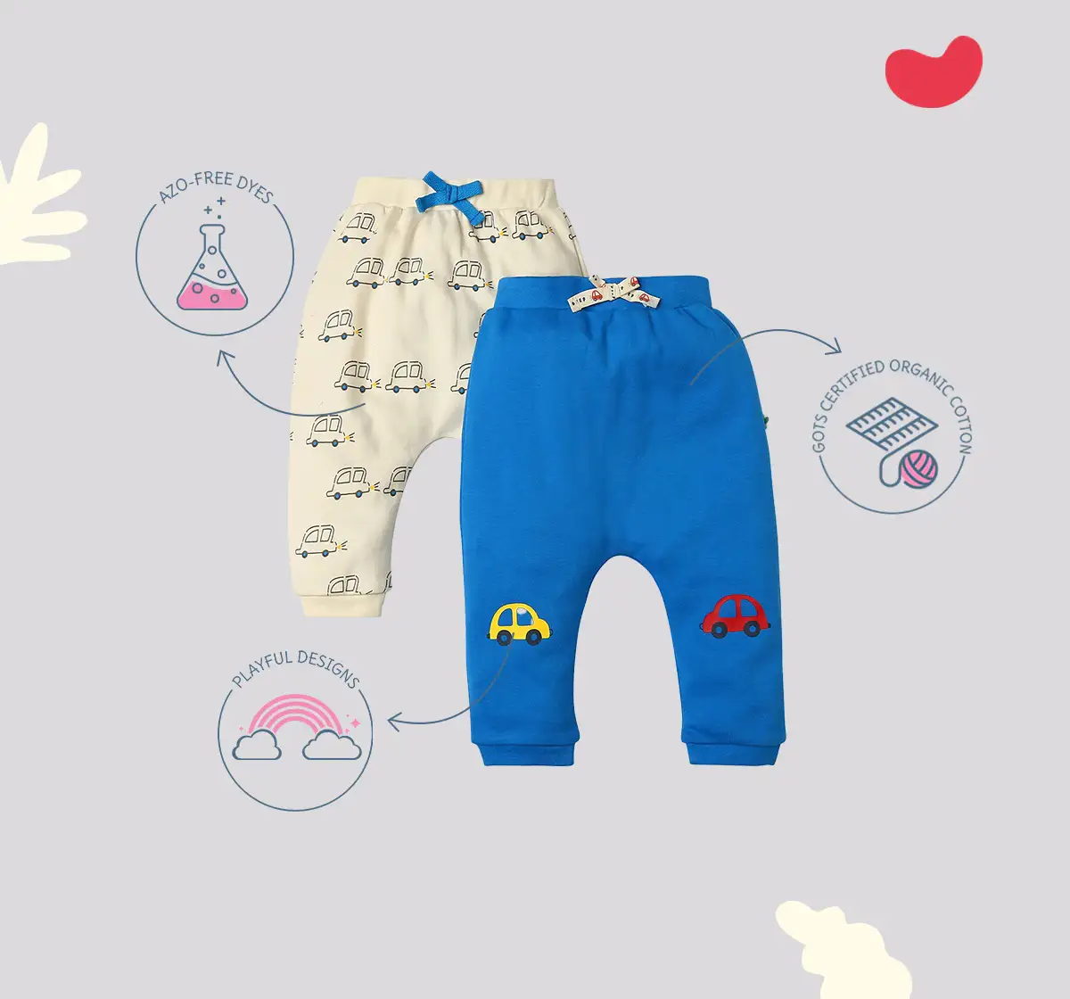 Infant Boys Printed 100% Cotton Joggers - Multicolour (Pack of 2)