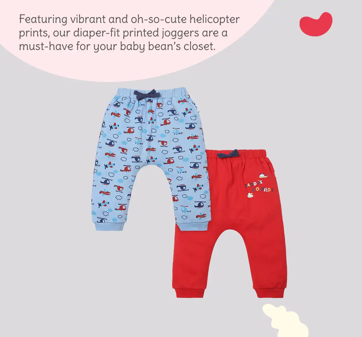 Infant Boys Printed 100% Cotton Joggers - Multicolour (Pack of 2)