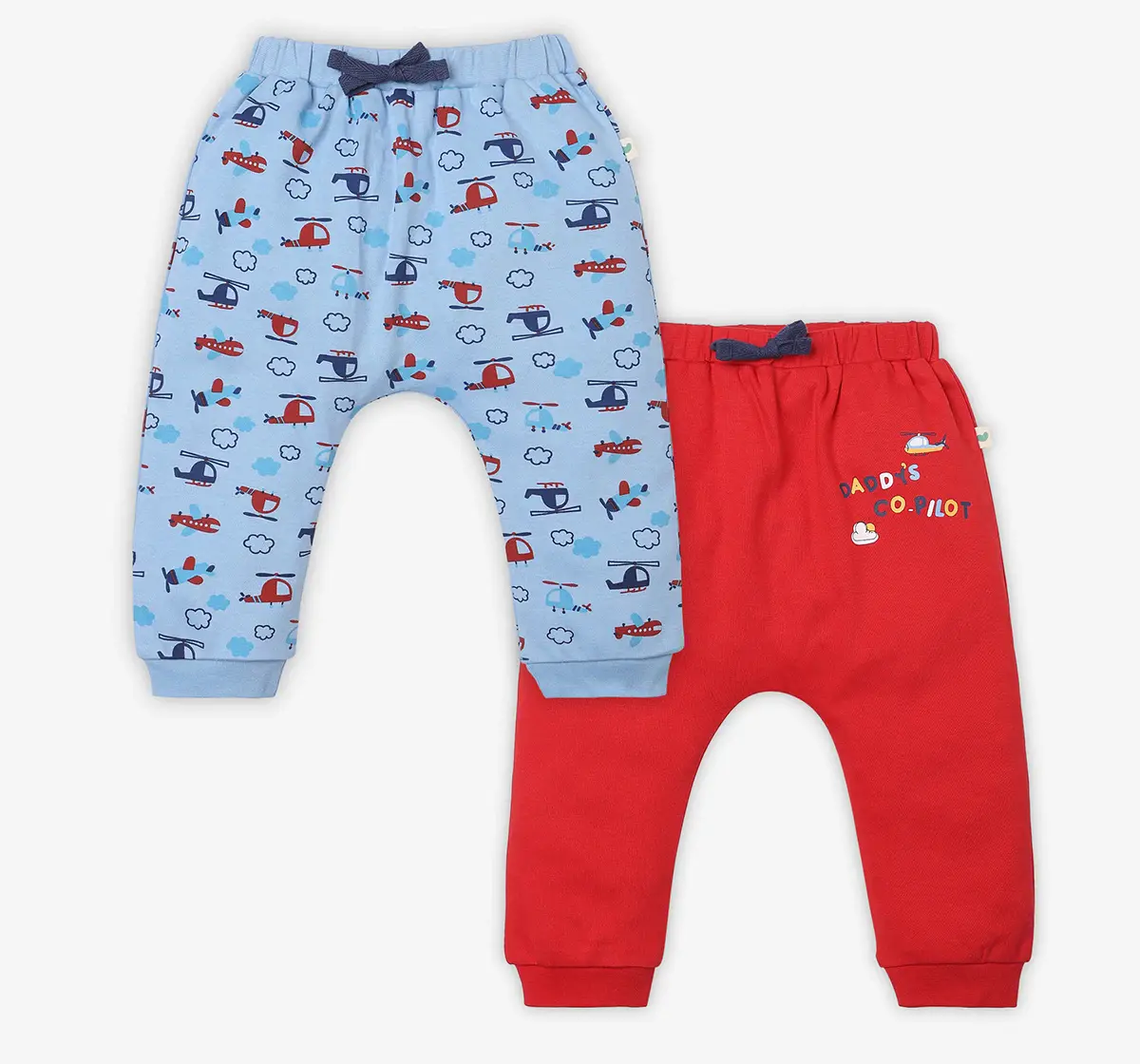 Infant Boys Printed 100% Cotton Joggers - Multicolour (Pack of 2)