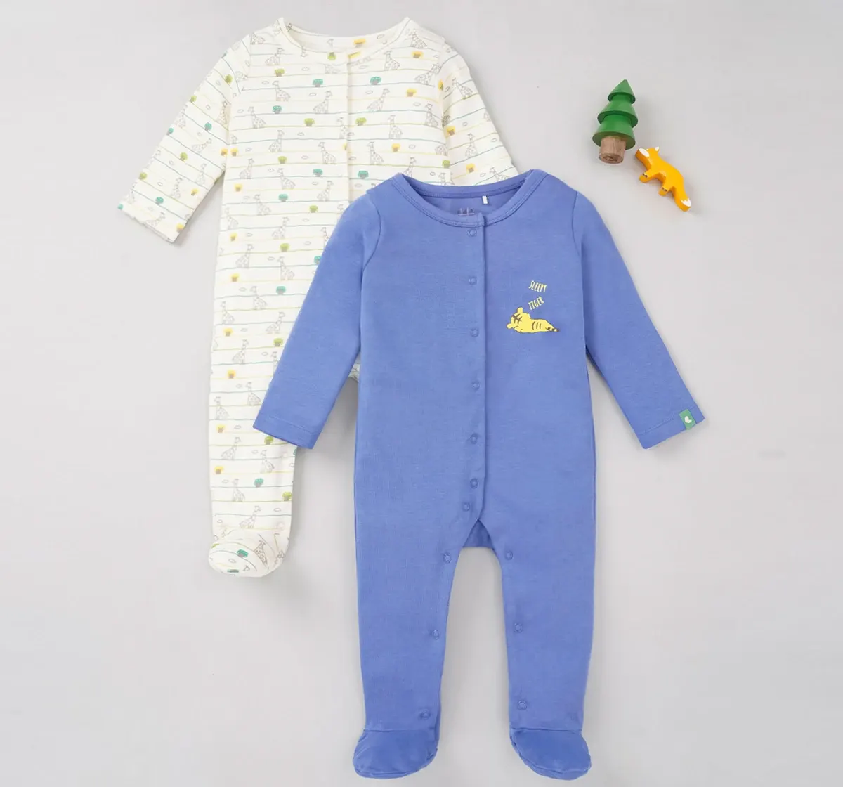 Infant Boys Printed 100% Cotton Sleepsuit Set - Multicolour (Pack of 2)