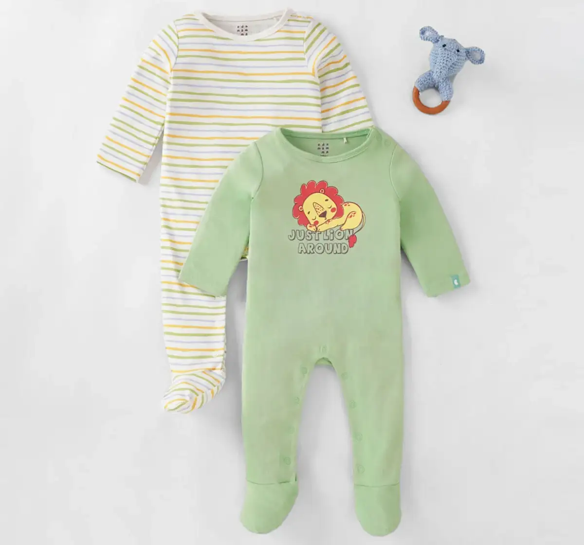 Infant Boys Printed 100% Cotton Sleepsuit Set - Multicolour (Pack of 2)
