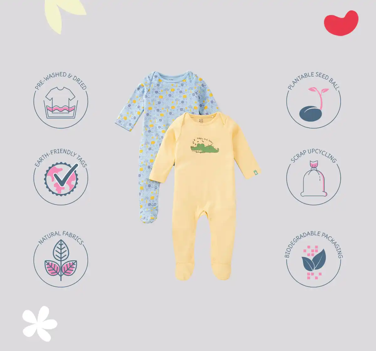 Infant Boys Printed 100% Cotton Sleepsuit Set - Multicolour (Pack of 2)