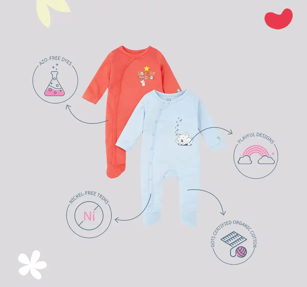 Infant Boys Printed 100% Cotton Sleepsuit Set - Multicolour (Pack of 2)