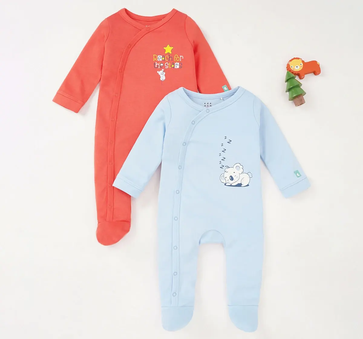 Infant Boys Printed 100% Cotton Sleepsuit Set - Multicolour (Pack of 2)