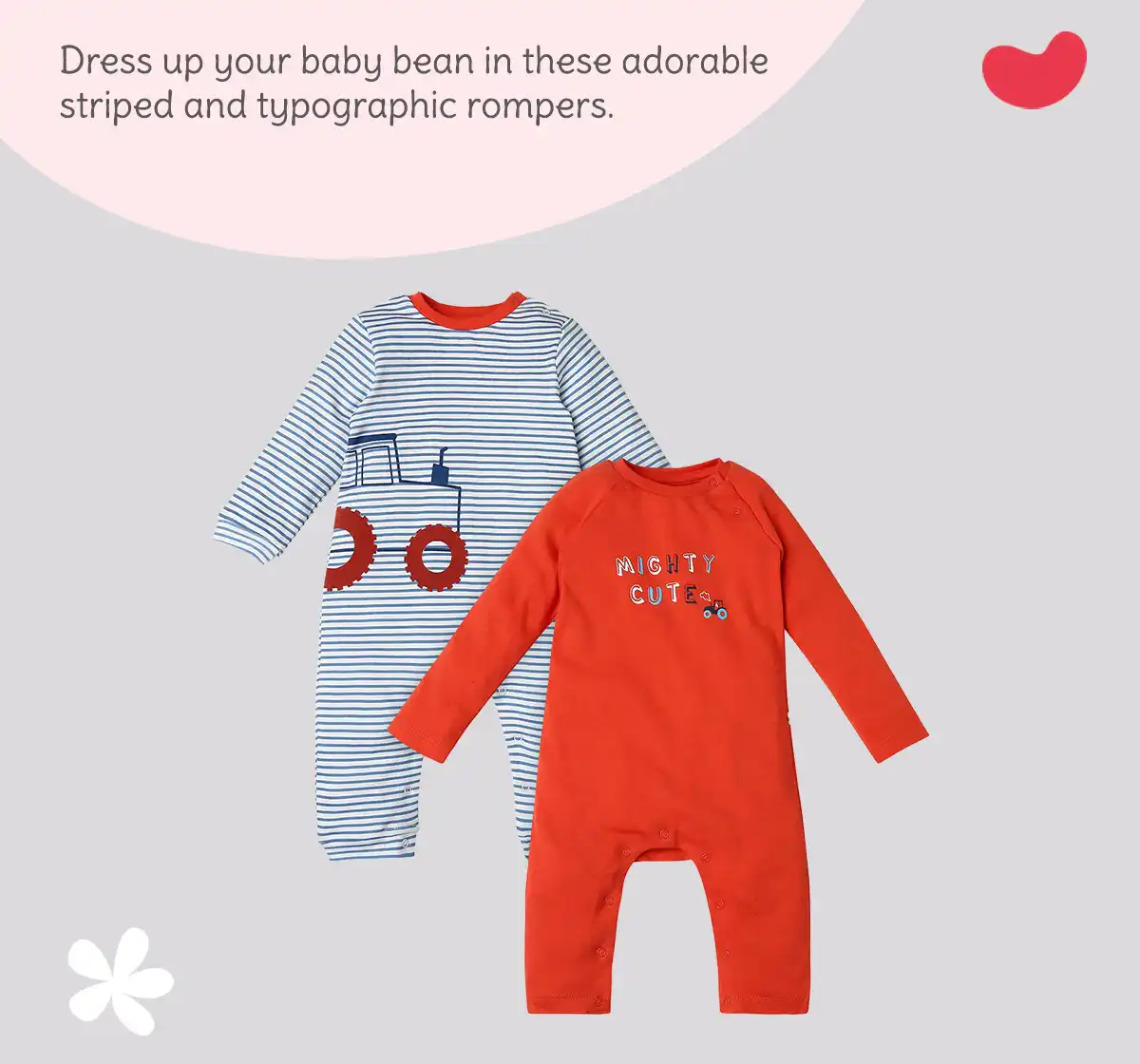 Infant Boys Printed 100% Cotton Romper - Multicolour (Pack of 2)