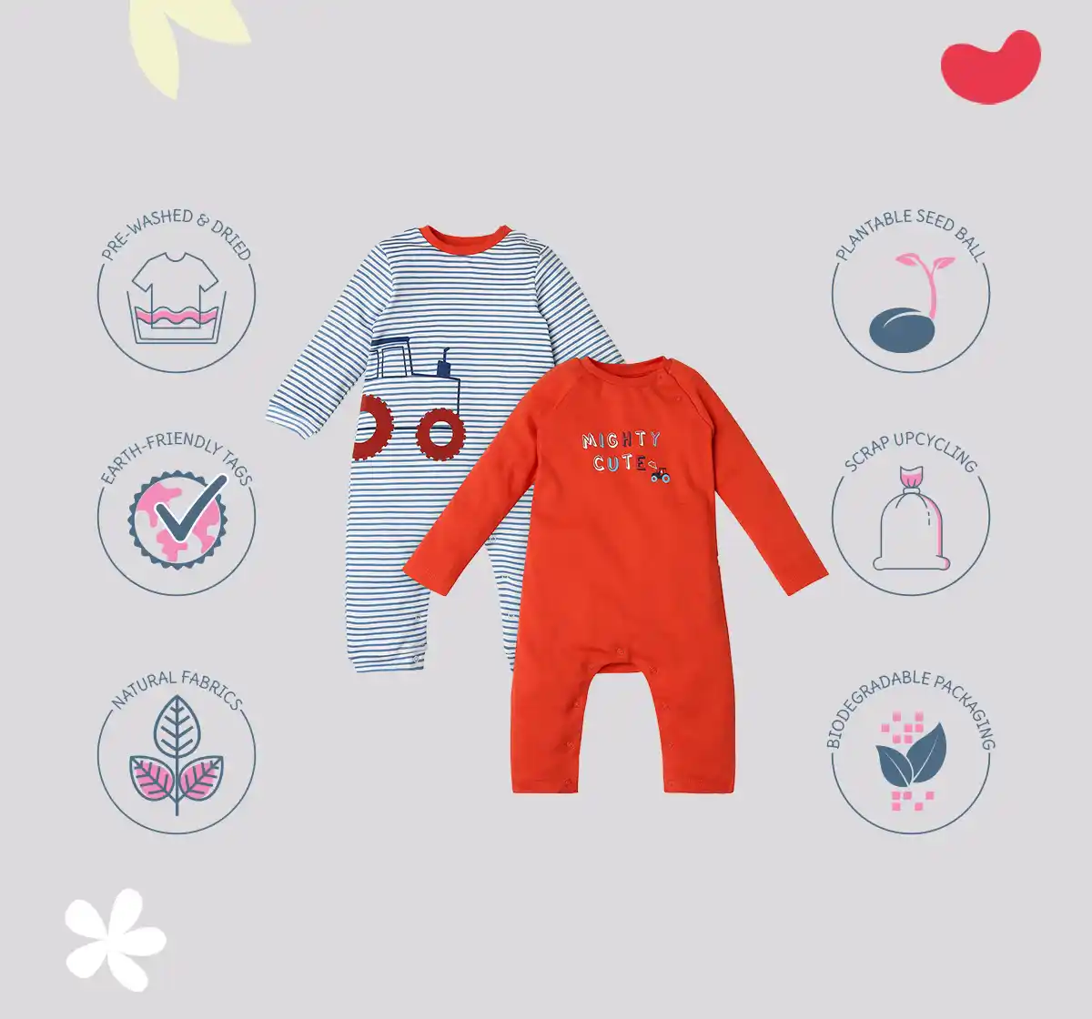 Infant Boys Printed 100% Cotton Romper - Multicolour (Pack of 2)