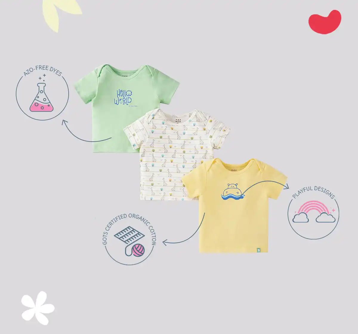 Infant Boys Printed 100% Cotton T-shirts - Multicolour (Pack of 3)