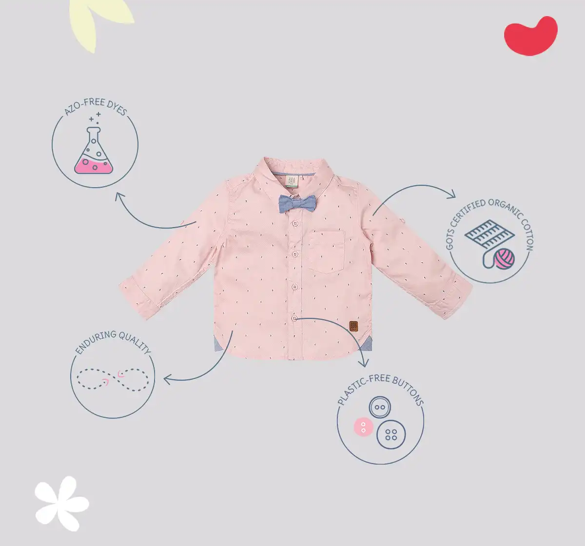 Infant Boys Printed 100% Cotton Partywear Shirt - Pink