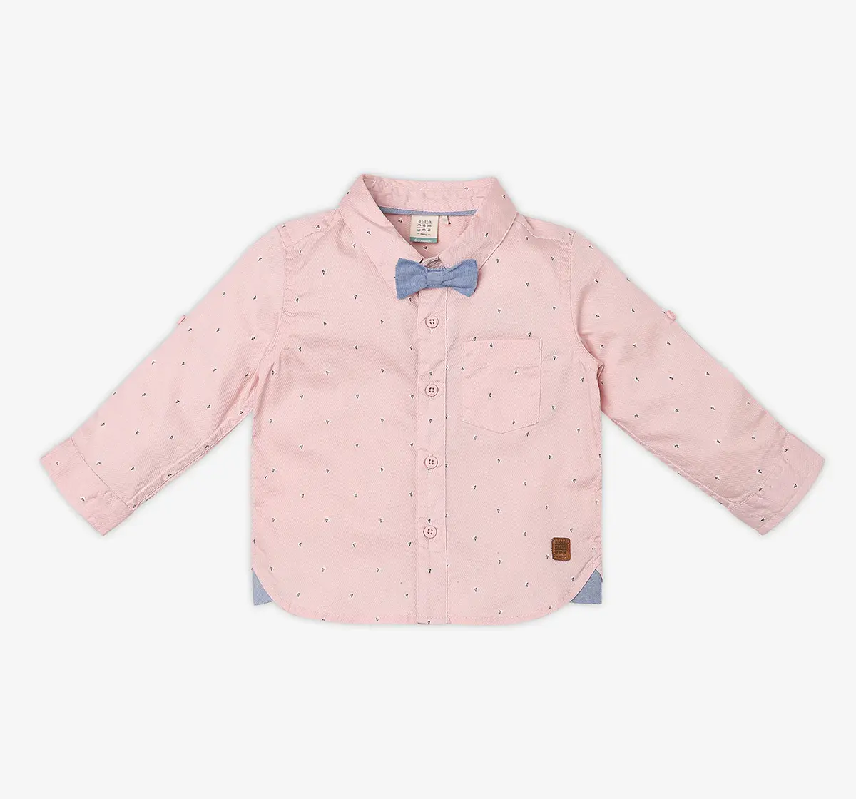 Infant Boys Printed 100% Cotton Partywear Shirt - Pink