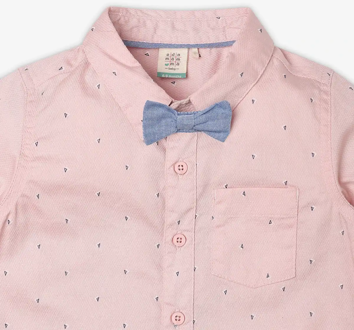 Infant Boys Printed 100% Cotton Partywear Shirt - Pink