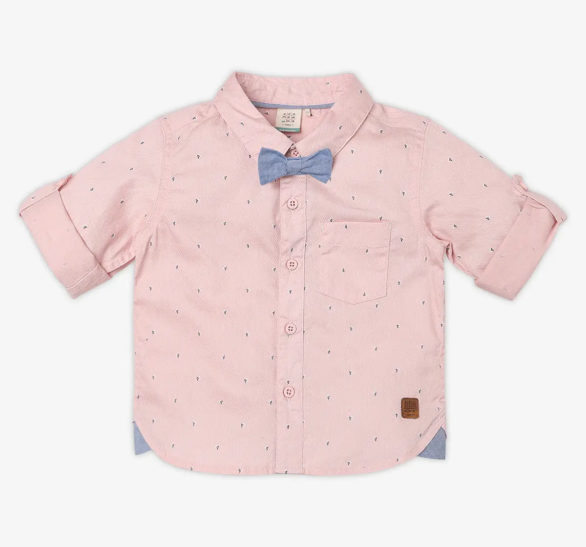 Infant Boys Printed 100% Cotton Partywear Shirt - Pink