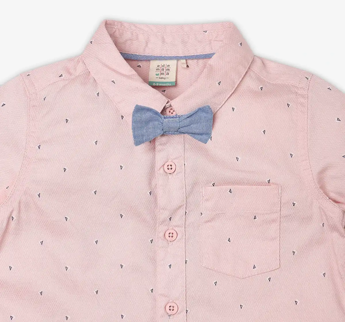 Infant Boys Printed 100% Cotton Partywear Shirt - Pink