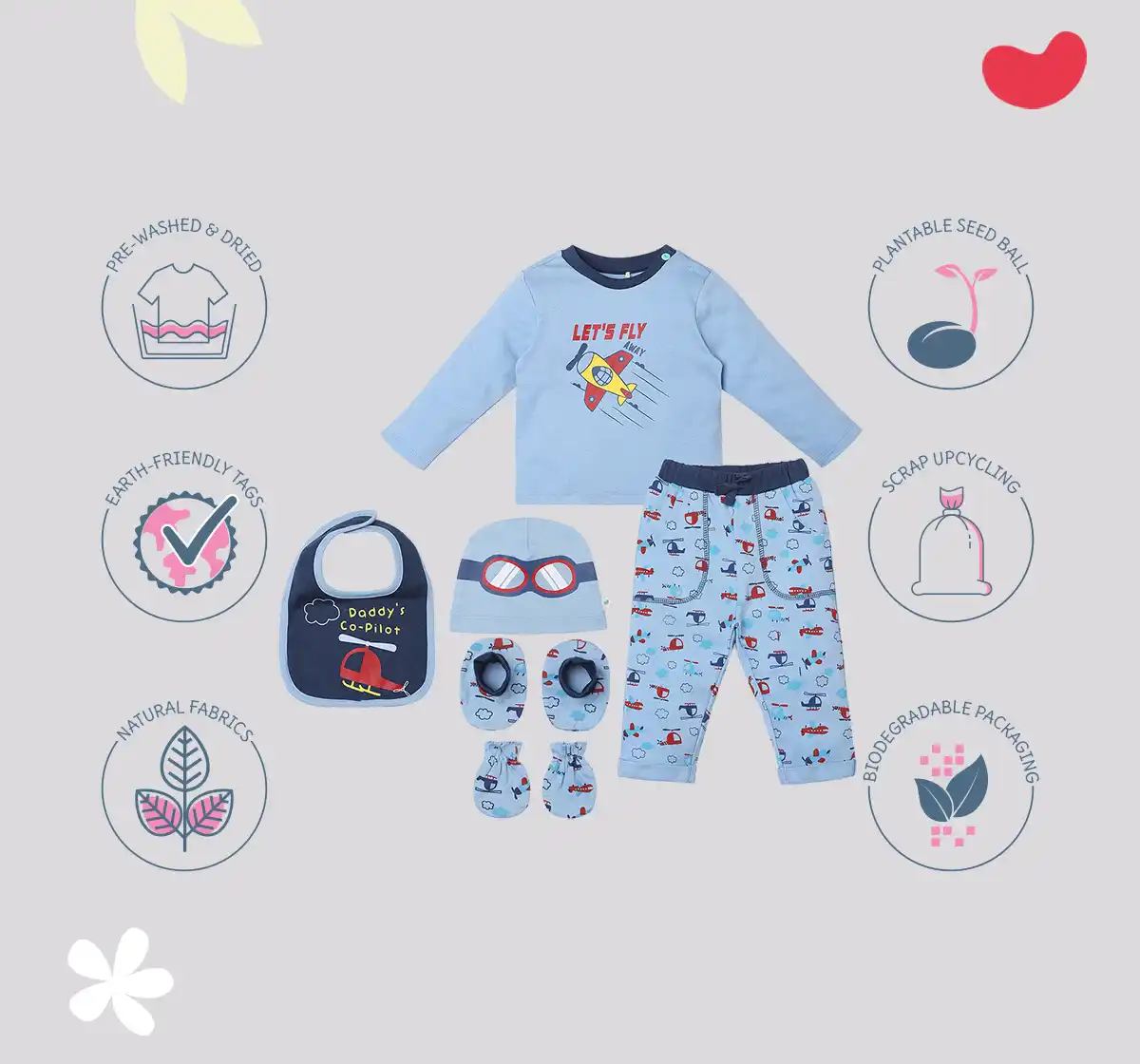 Infant Boys Printed 100% Cotton Clothing Set - Multicolour (Pack of 6)