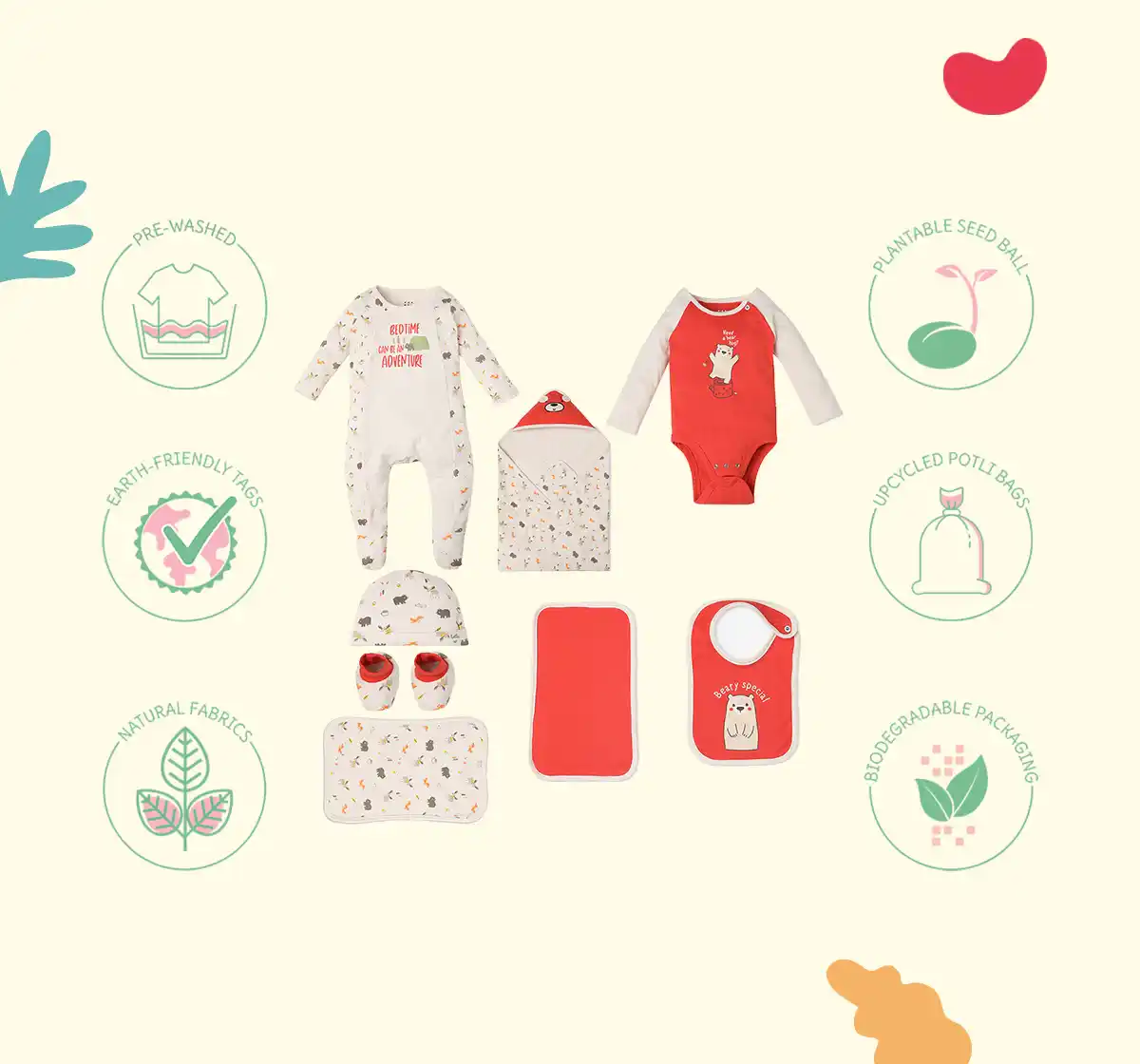 Infant Boys’ Animal Printed 100% Cotton Clothing Gift Set - Multicolour