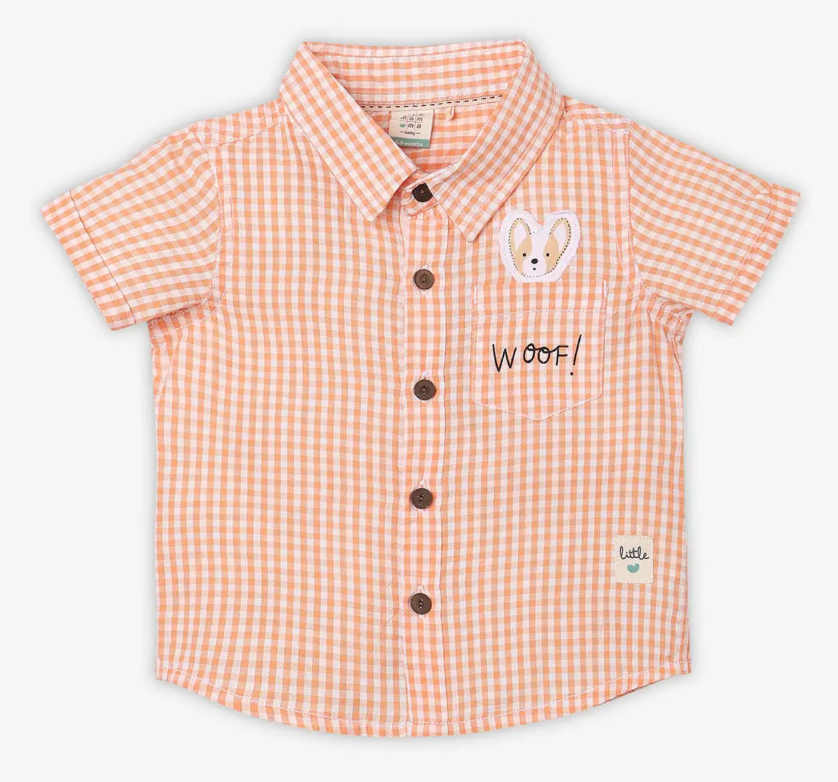 Infant Boys Checkered 100% Cotton Shirt - Orange