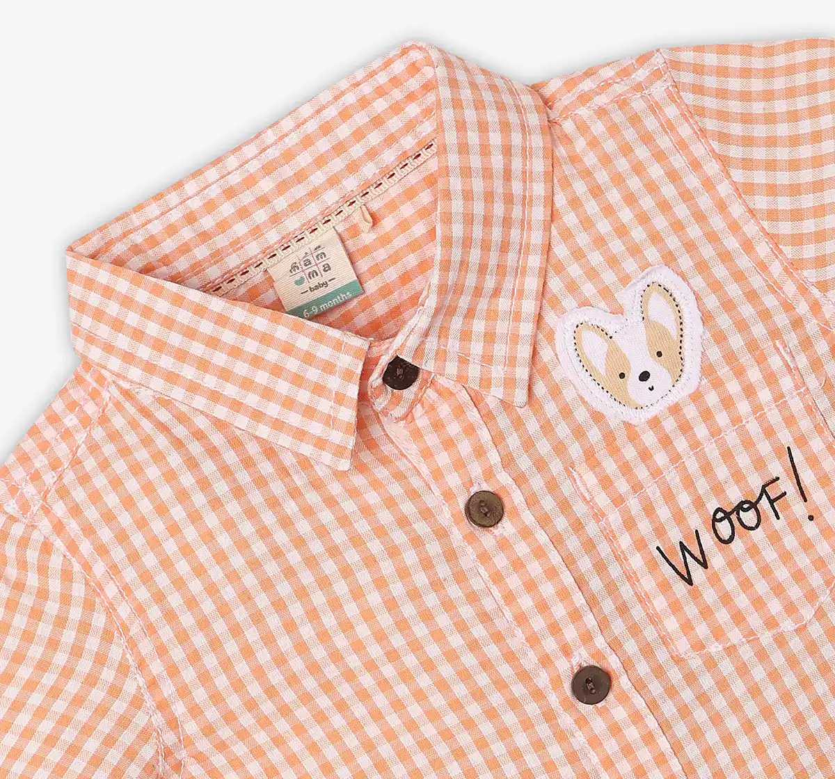 Infant Boys Checkered 100% Cotton Shirt - Orange
