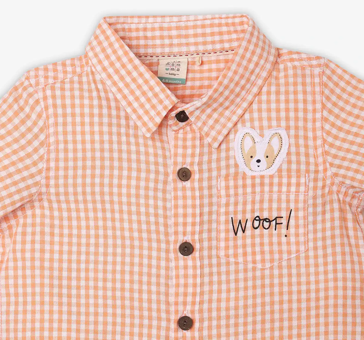 Infant Boys Checkered 100% Cotton Shirt - Orange