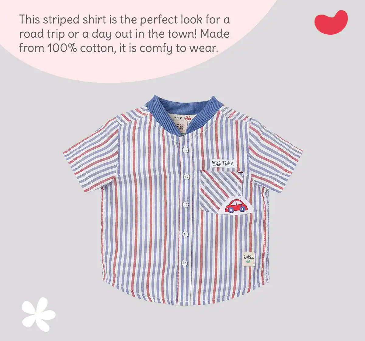 Infant Boys Striped 100% Cotton Shirt - Multicolour
