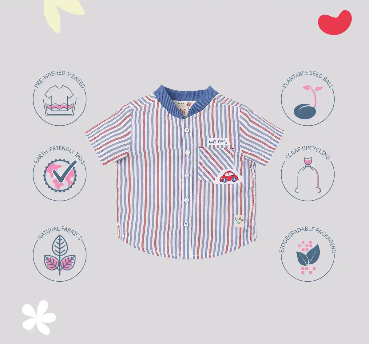 Infant Boys Striped 100% Cotton Shirt - Multicolour