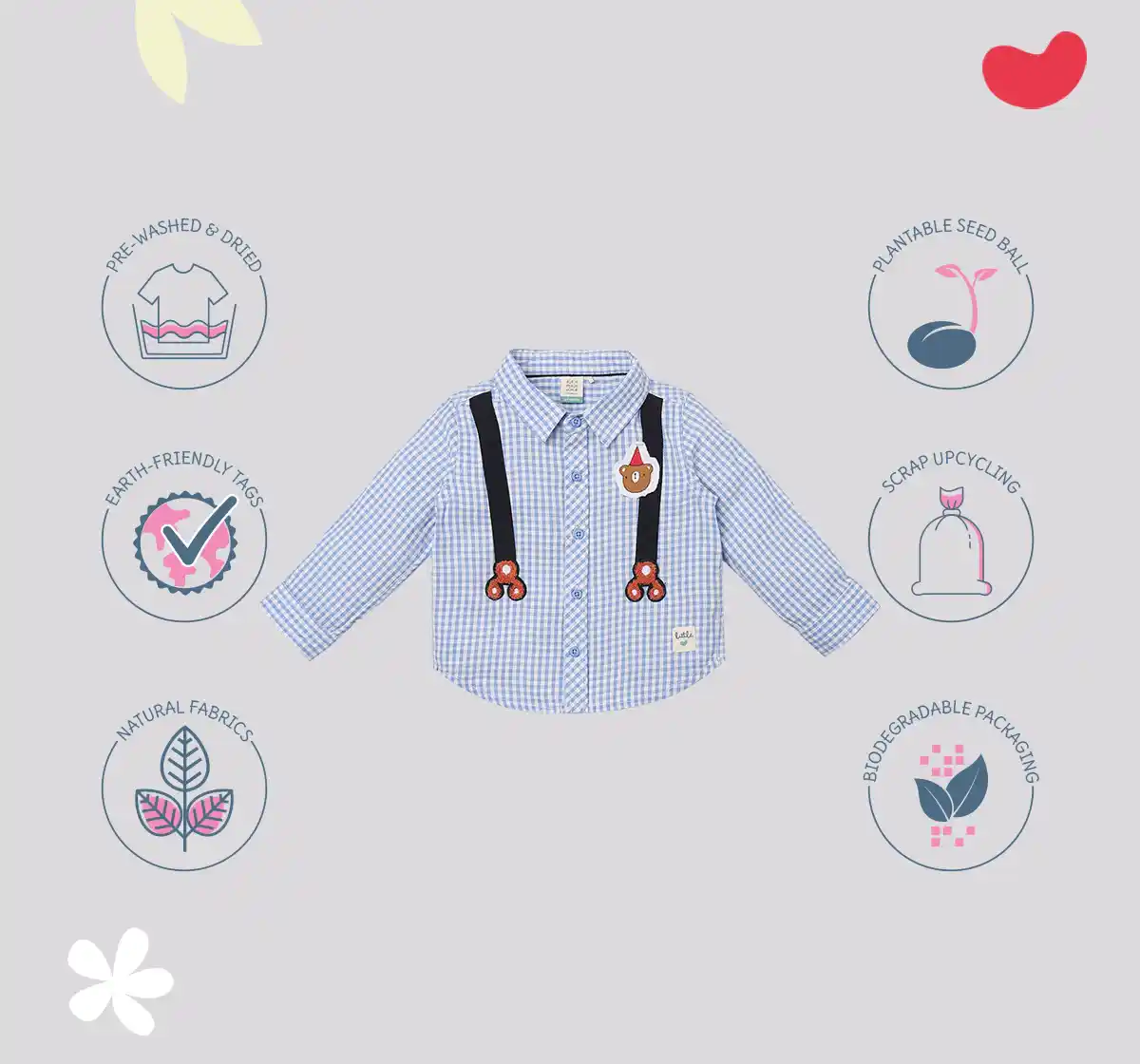 Infant Boys Checkered 100% Cotton Shirt - Blue