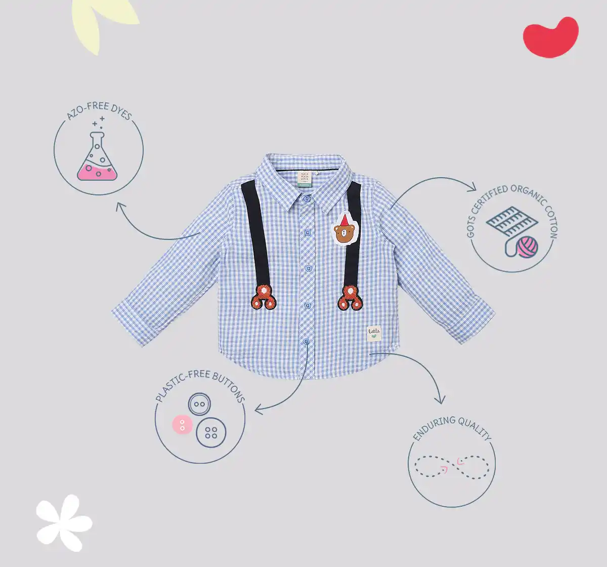 Infant Boys Checkered 100% Cotton Shirt - Blue
