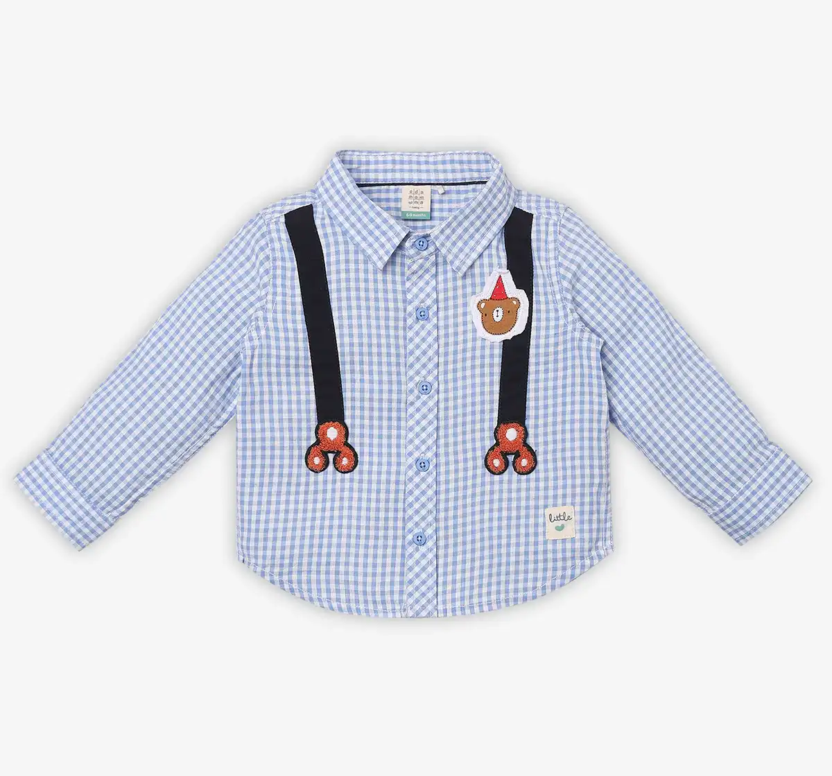 Infant Boys Checkered 100% Cotton Shirt - Blue