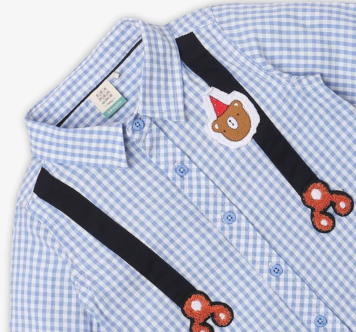 Infant Boys Checkered 100% Cotton Shirt - Blue