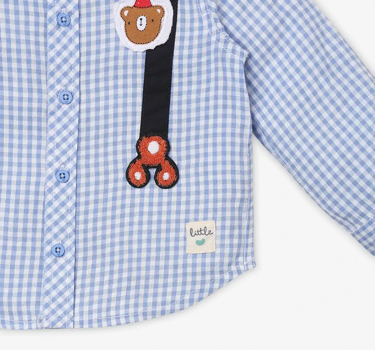 Infant Boys Checkered 100% Cotton Shirt - Blue